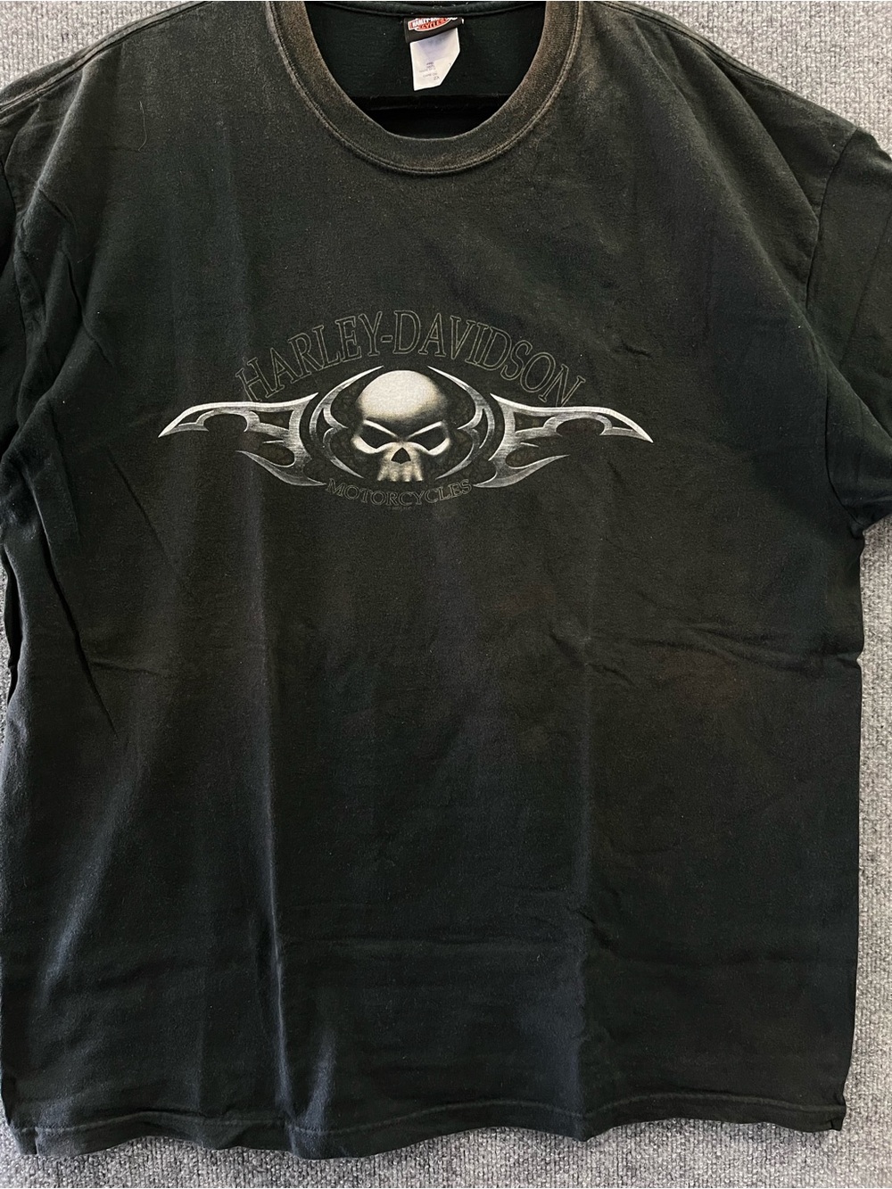 Harley-Davidson Men's Black Skull Graphic VTG faded Tshirt USA